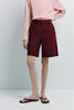 Maroon Lonan Linen Bermuda Shorts. Versatile linen-blend shorts, perfect for warmer weather.