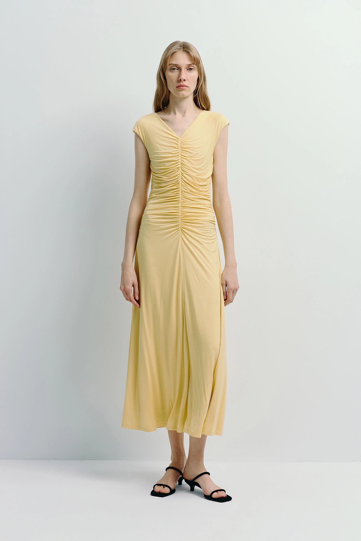 Mille Ruched Designer Midi Dress | Elegant Ruched Detailing & Flattering Fit Mille Ruched Designer Midi Dress | Elegant Ruched Detailing & Flattering Fit