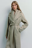 Beige wool-cashmere Grand Scarf Coat with a belt, oversized fit, perfect for the fall and winter seasons