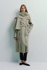 Beige wool-cashmere coat with detachable scarf, oversized fit, fall/winter outerwear