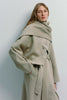 Beige wool-cashmere Grand Scarf Coat with detachable scarf, oversized fit