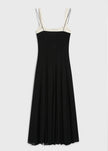 Ambroise Cami Dress in black viscose with ivory straps. Perfect for elegant events and day to night wear.