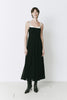Ambroise Cami Dress - Black Viscose Midi Dress with White Neckline