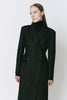Black Bastille Double Breasted Coat, wool-polyester blend, hourglass silhouette, perfect for layering