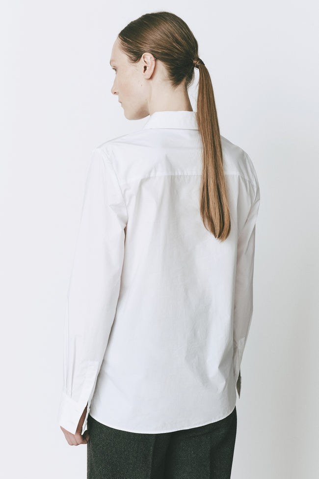 White cotton Charlot button-down shirt for women, tailored fit