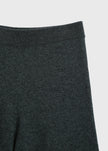 Close-up of Topaz Denis Wide Leg Sweater Pant in wool-cashmere, showcasing the knit texture and charcoal grey color.