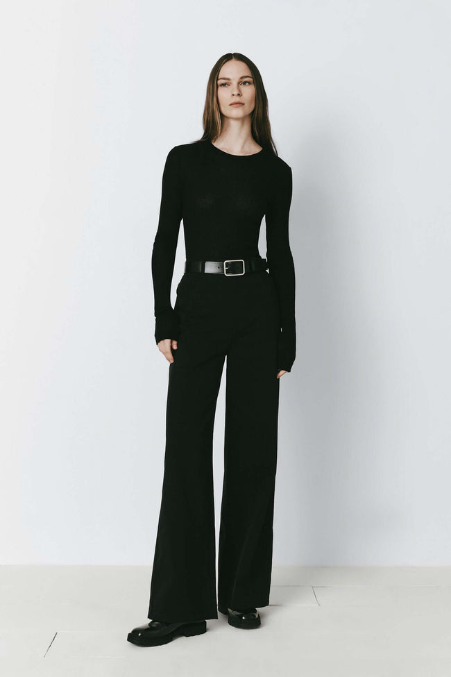 Black cotton Galerie wide-leg pants outfit. Perfect for daily and polished events.