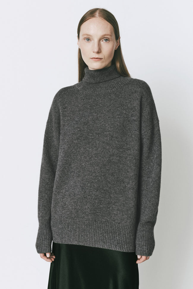 Garches Turtleneck Sweater, cinder wool-cashmere oversized sweater