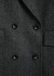 Ruesophie Léonard Herringbone Coat detail: charcoal wool double-breasted coat
