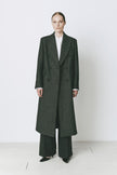 Léonard Herringbone Coat in cinder wool, double-breasted fit, oversized lapel