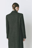 Léonard Herringbone Coat in dark grey wool, double-breasted fit, oversized lapel, fall fashion