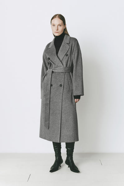 Ruesophie Martine Belted Coat in Grey - Wool-Cashmere Blend