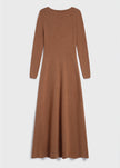 RUE SOPHIE Mignet Midi Sweater Dress in tobacco wool-cashmere blend. Elegant midi dress for fall/winter.