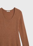 RUE SOPHIE Tobacco Mignet Midi Sweater Dress, wool-cashmere blend, scoop neck, midi length.