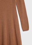 Tobacco Mignet Midi Sweater Dress in wool-cashmere blend, elegant midi length, close-up detail