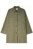 Provenance Oversized Jacket in Mosswood, midi green coat, unlined structure, Rue Sophie