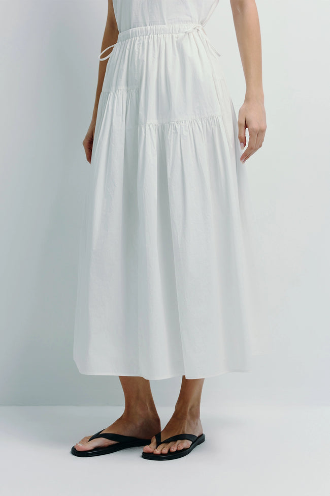 Etoile Voluminous Skirt, white A-line skirt made from sustainable cotton, effortless style