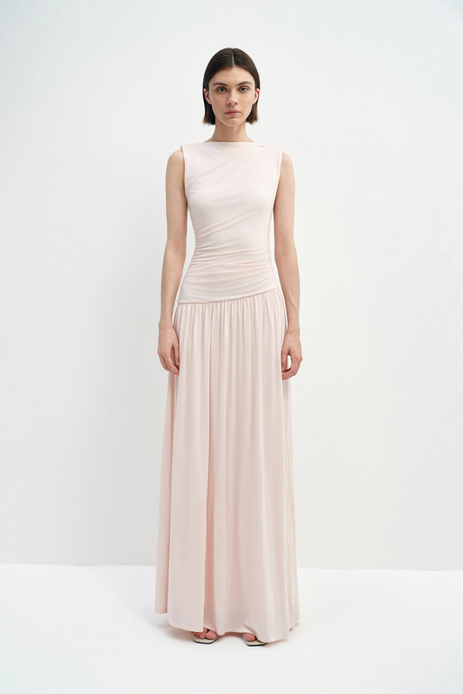 Vioness Draped Jersey Dress in Petal Pink | Rue Sophie XS / Petal Pink