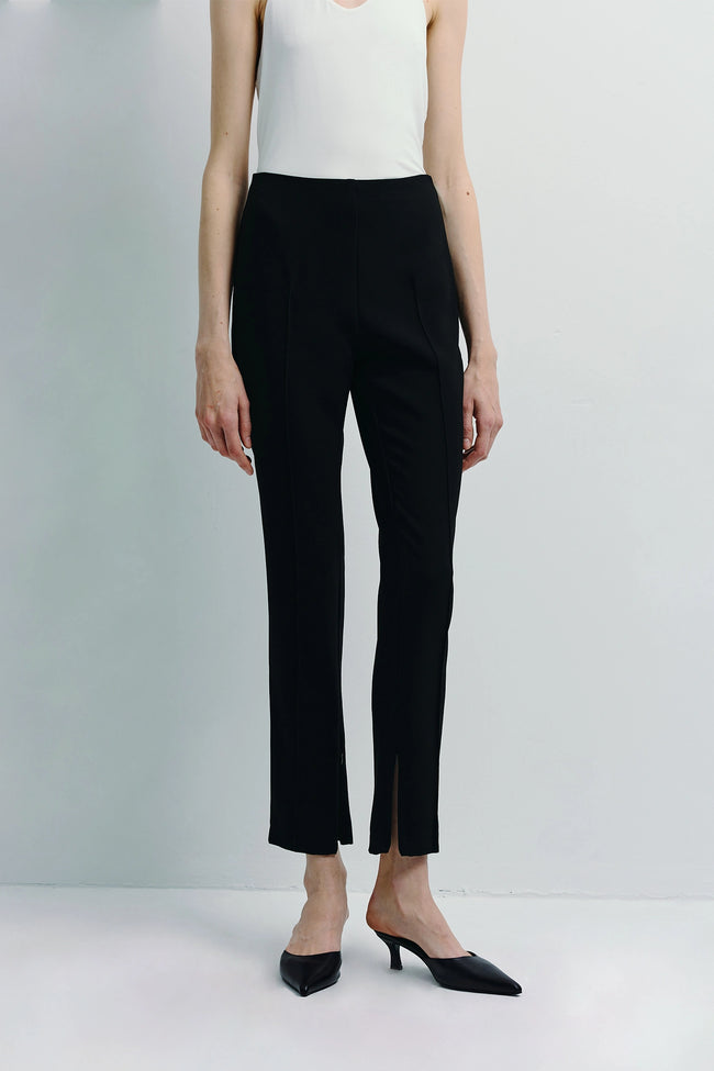 Black Reims Zip Hem Slim Pant, slim-fit with zip hem detail, showcasing sharp tailoring and sophisticated style.