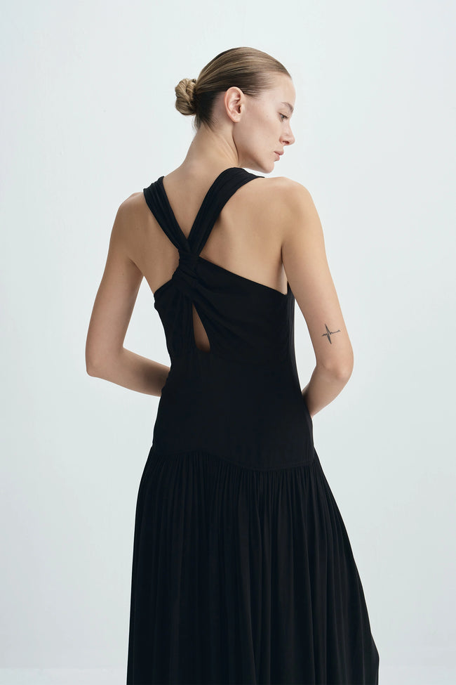 Gisele Deep V-Neck Maxi Dress Black