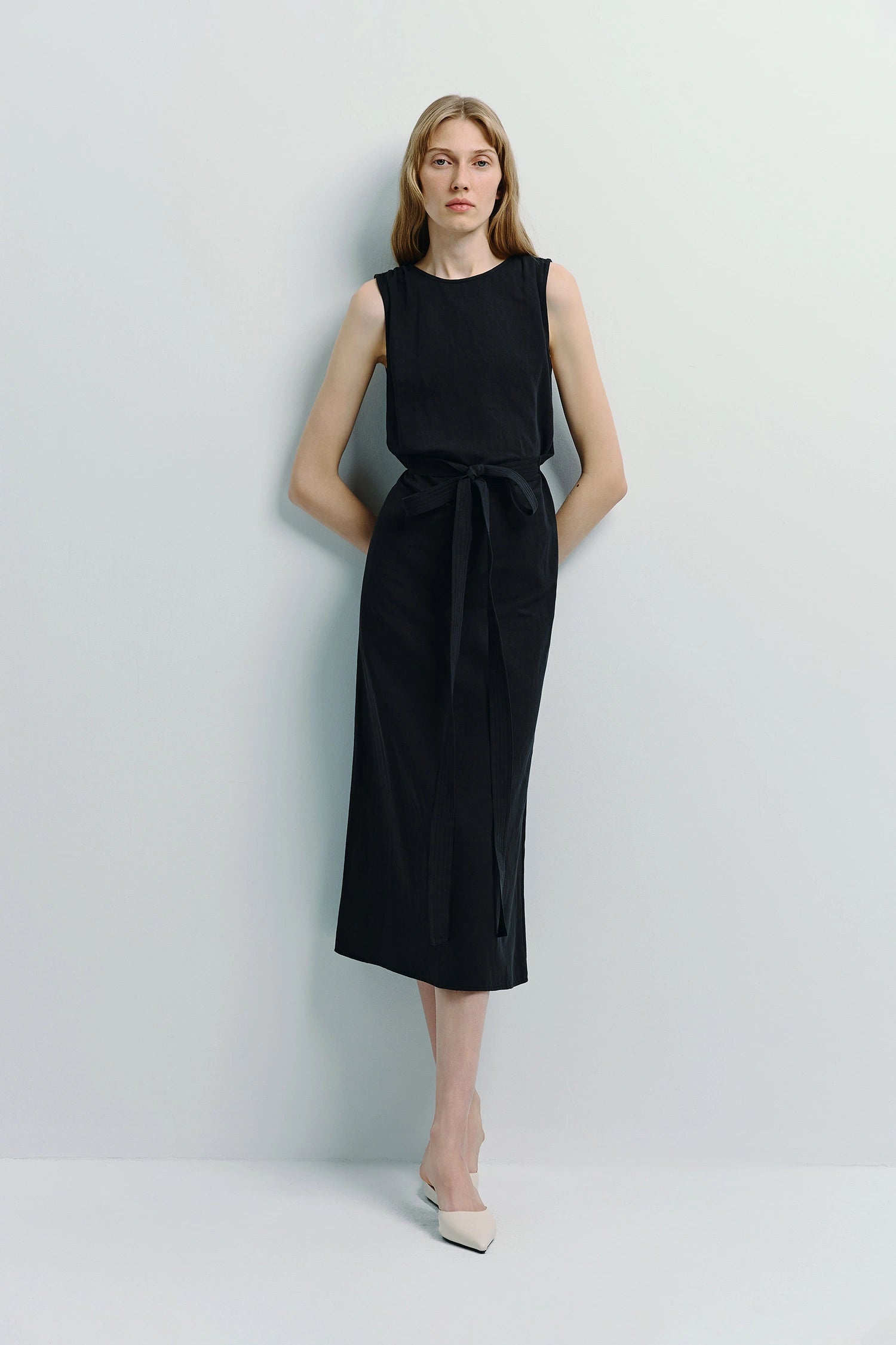 Antoine Tie Waist Midi Dress | Rue Sophie