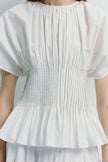 White cotton Piquenique Pintuck Shirt with pintuck details, tailored fit, light luxury aesthetic