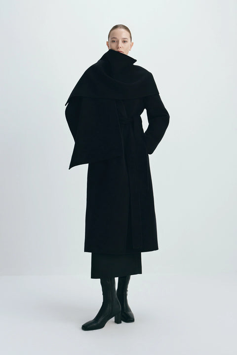 Grand Scarf Coat Black