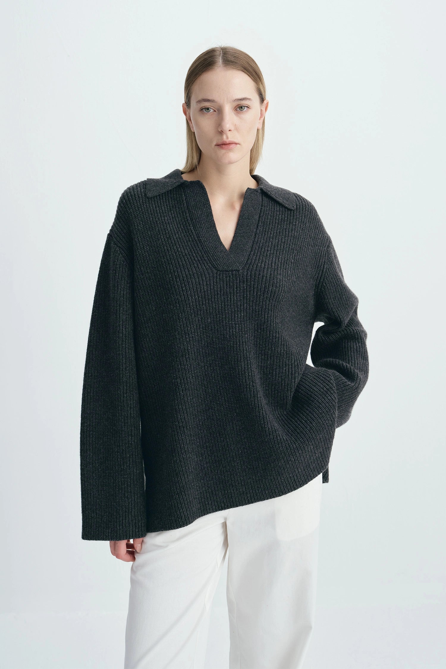 Crémieux Wool & Cashmere Boxy Polo Sweater | Rue Sophie
