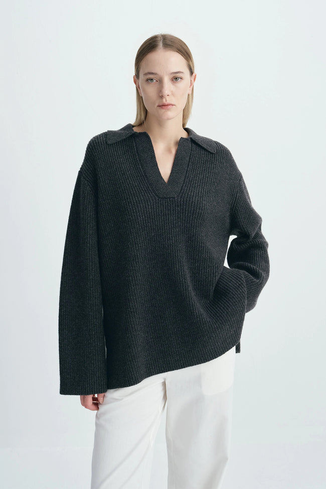 Crémieux Boxy Polo Sweater Cinder