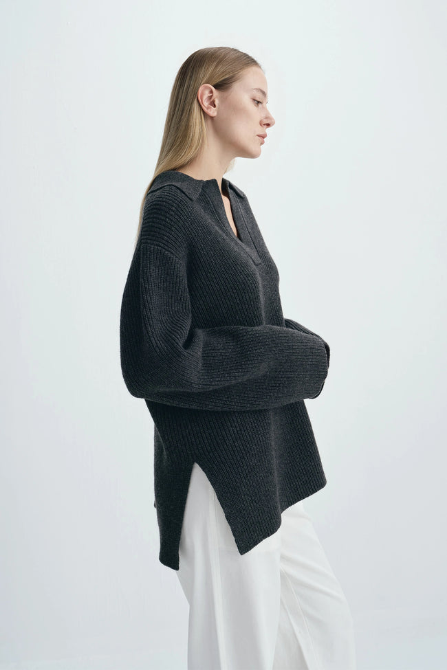 Crémieux Boxy Polo Sweater Cinder