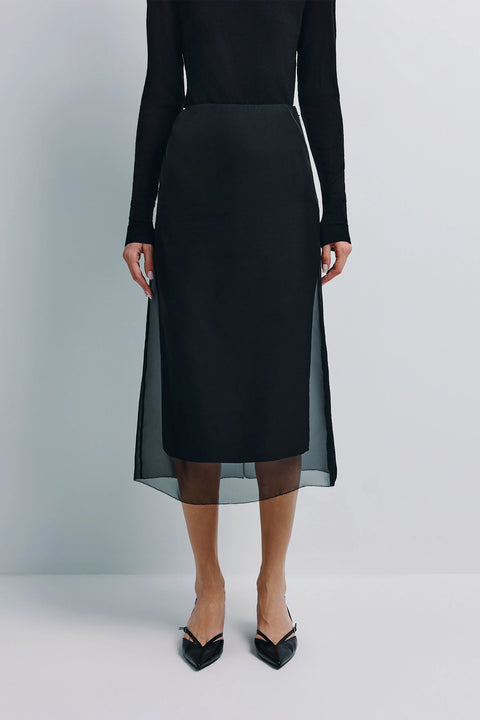 Viv Double Layered Organza Skirt Black