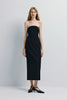 Black Webster Tube Dress. Modern strapless midi dress, wool blend, with sculpted silhouette, perfect for everyday wear.