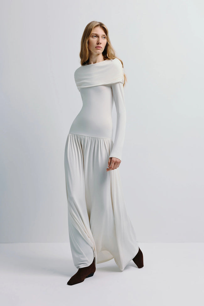 Gracy Cape Shoulder Maxi Dress Tofu