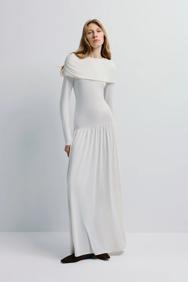 Gracy Cape Shoulder Maxi Dress Tofu