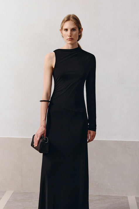 Blaine Draped Maxi Dress Black
