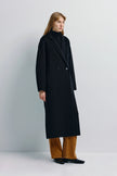 Black Basile Handmade Coat with double-breasted design, wool-cashmere blend.