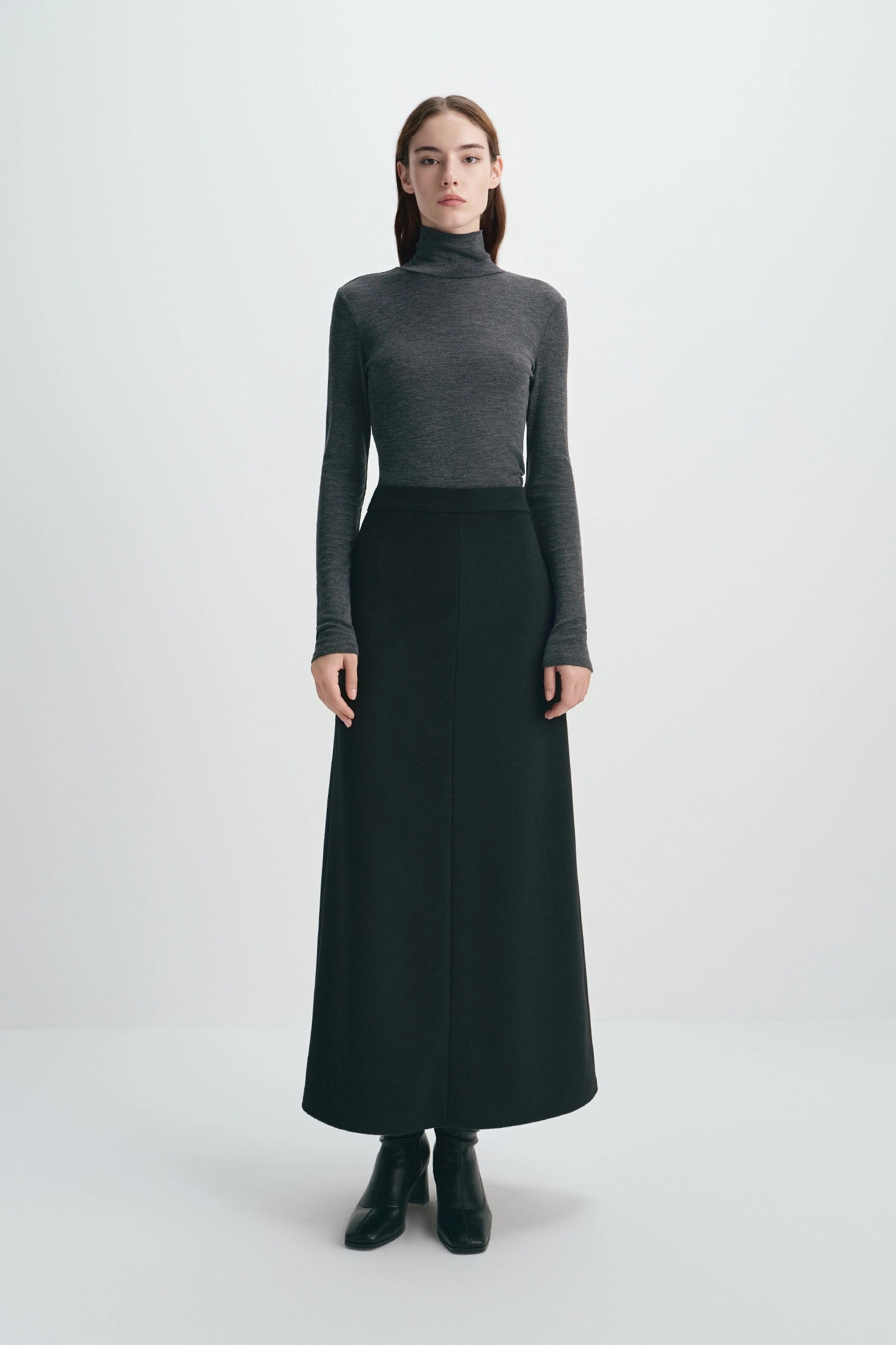 Emi Wool Blend Maxi Skirt Black