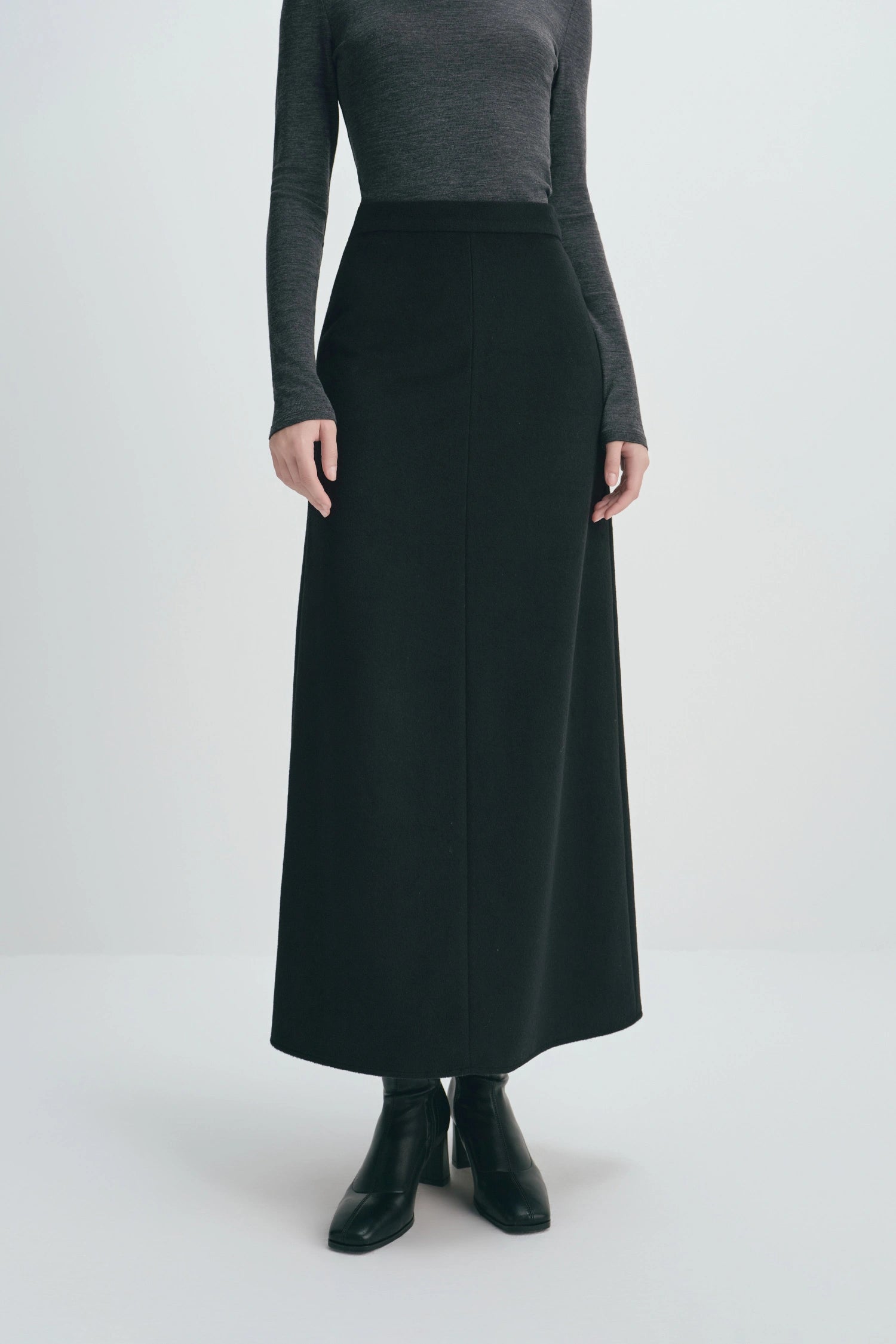 Emi Wool Blend Maxi Skirt Black