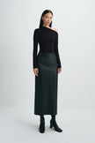 Anais Leather Midi Skirt Black