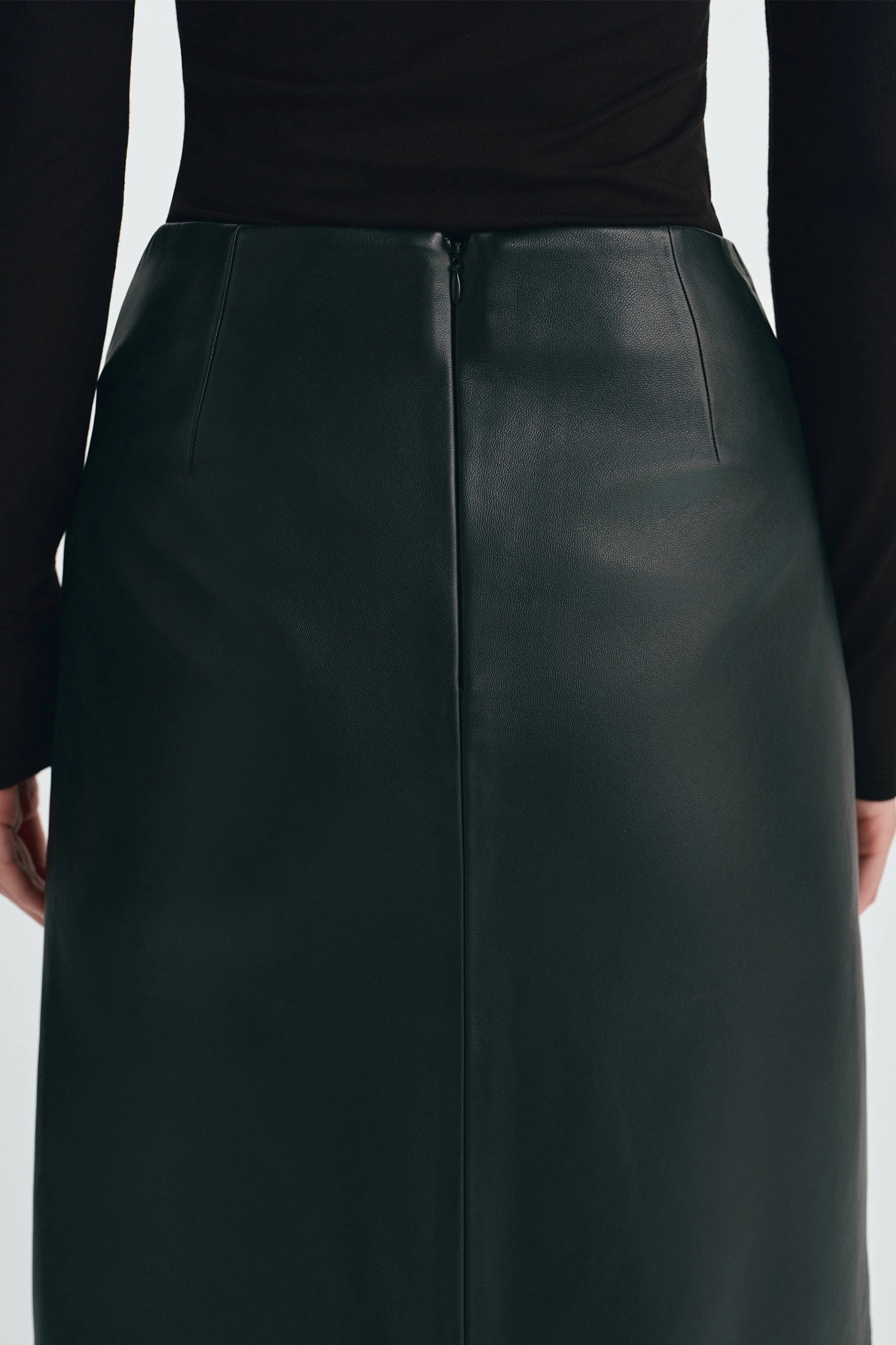 Anais Leather Midi Skirt Black