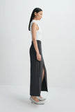 Noelia Center Slit Belted Skirt H.Charcoal