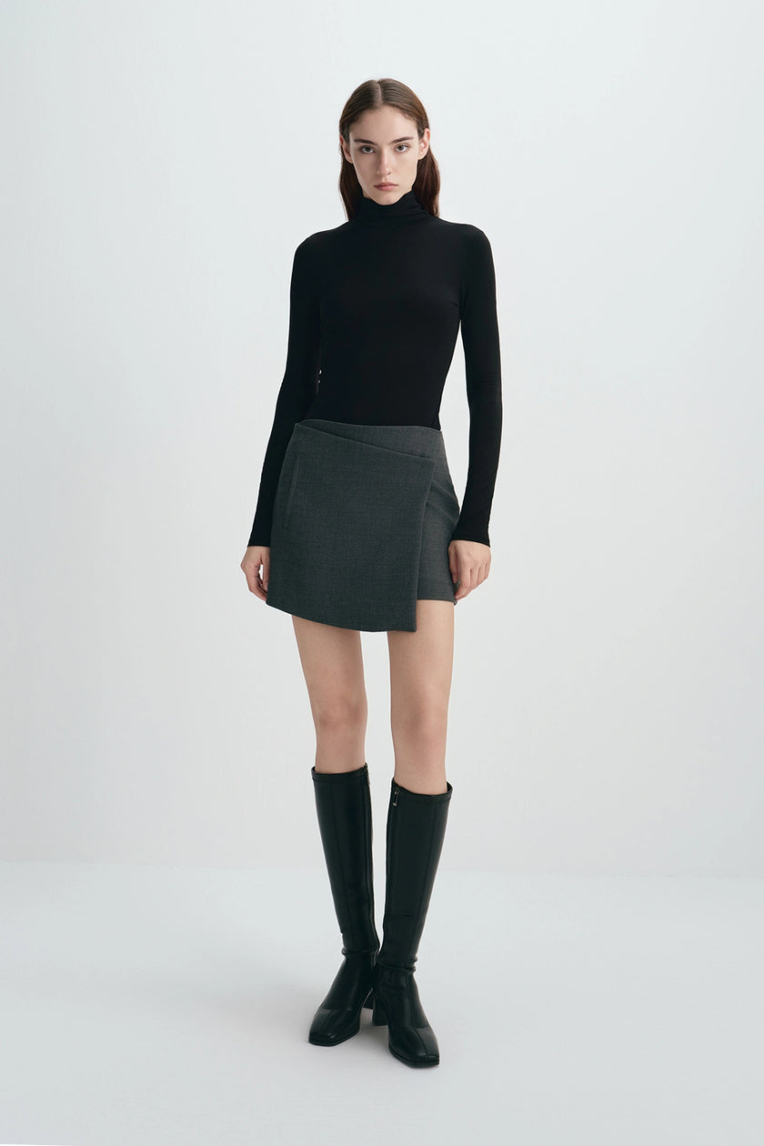 Alina Asymmetric Mini Skirt H.Charcoal