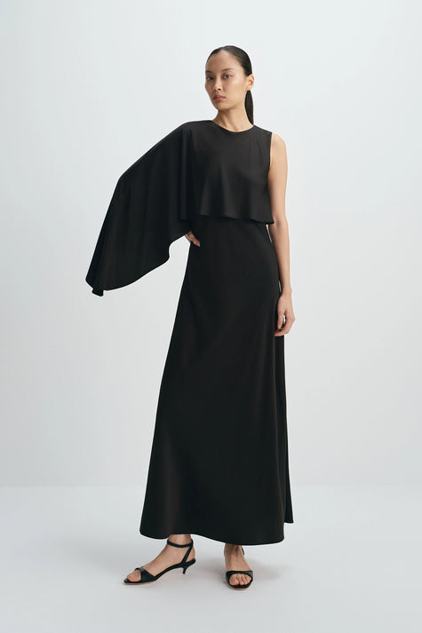 Ardea Cape Shoulder Dress Black