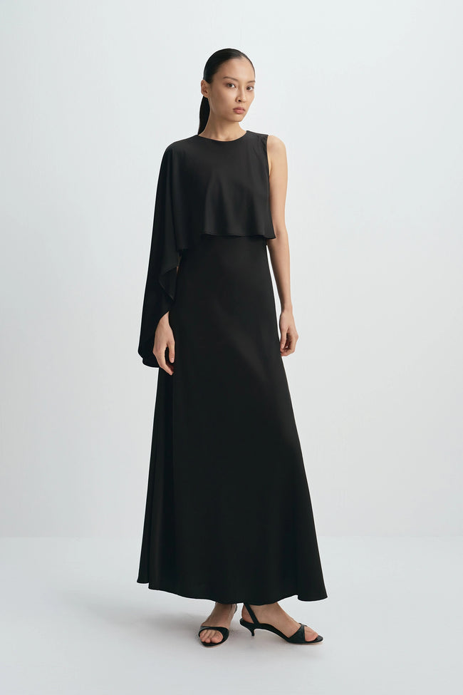 Ardea Cape Shoulder Dress Black