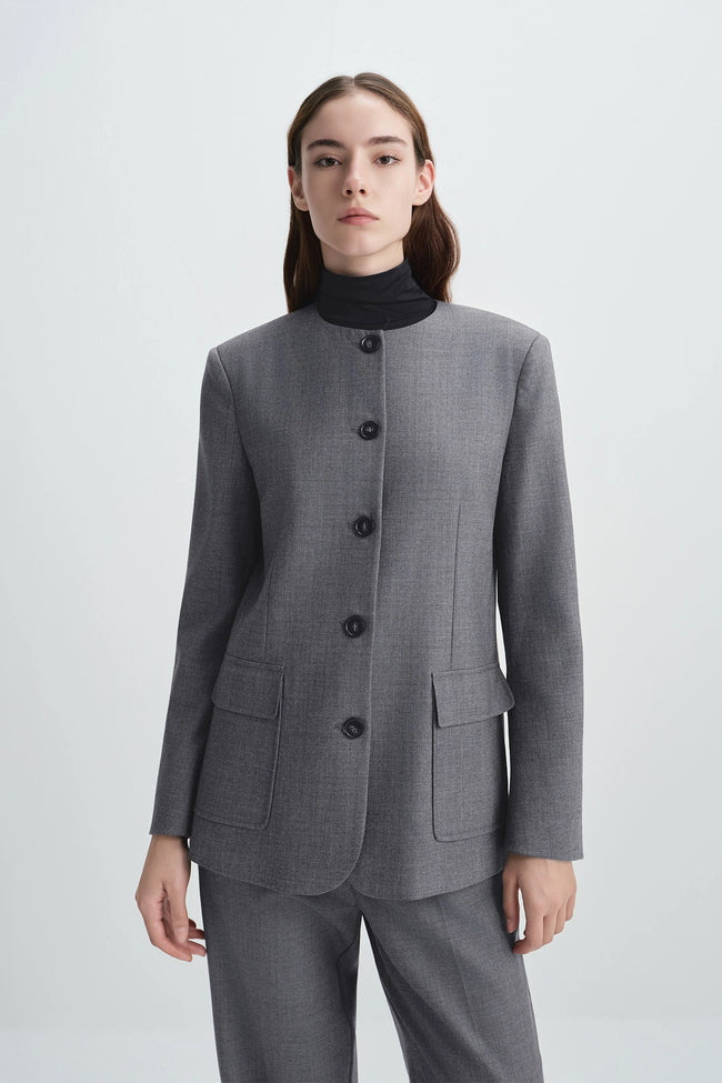 Arlin Collarless Blazer H.Grey