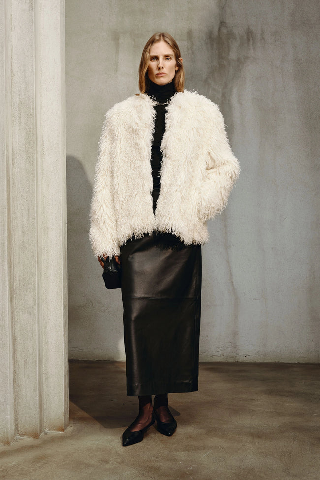 Roddie Curly Faux Fur Jacket Creme