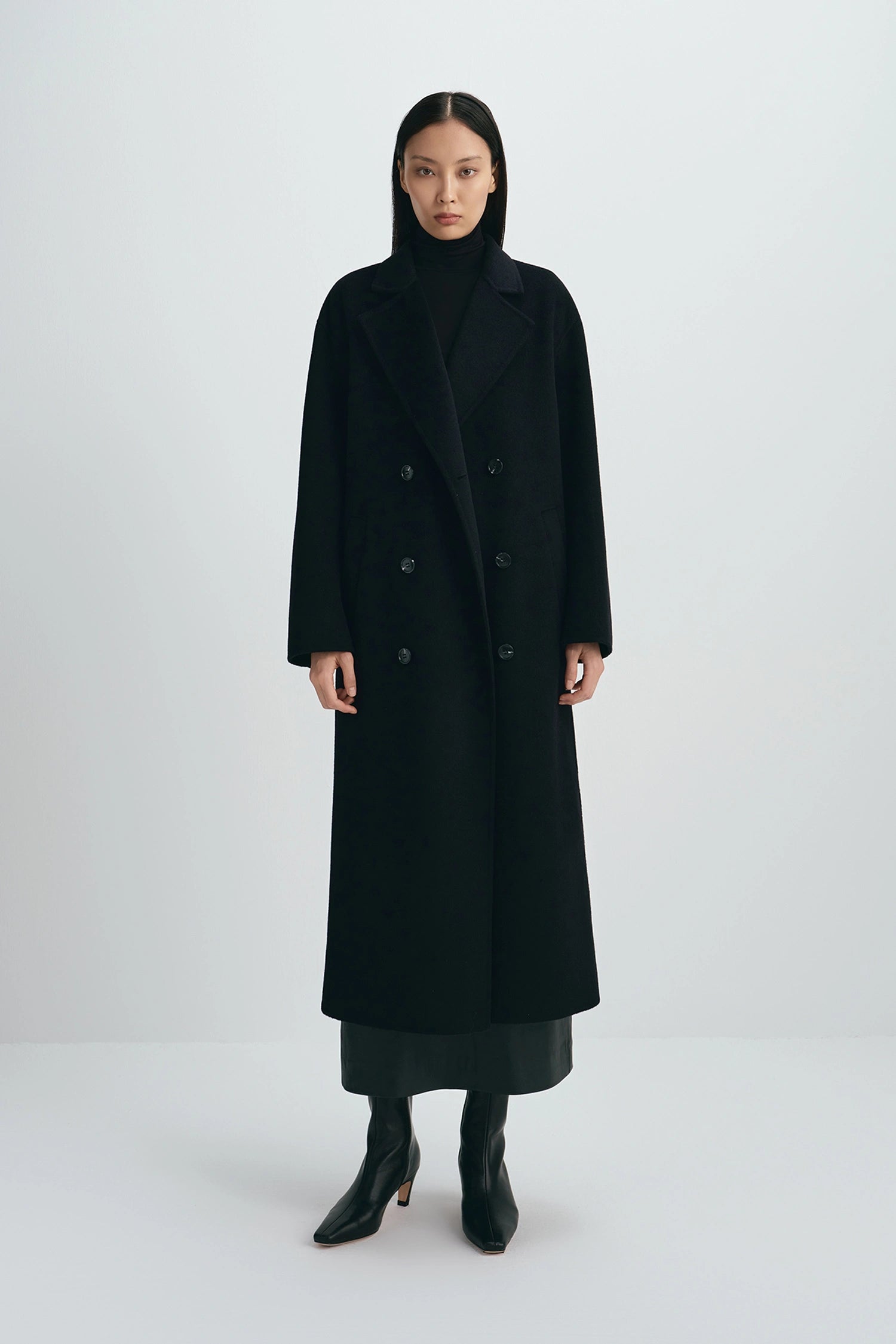 Antonella Handmade Midi Coat Black