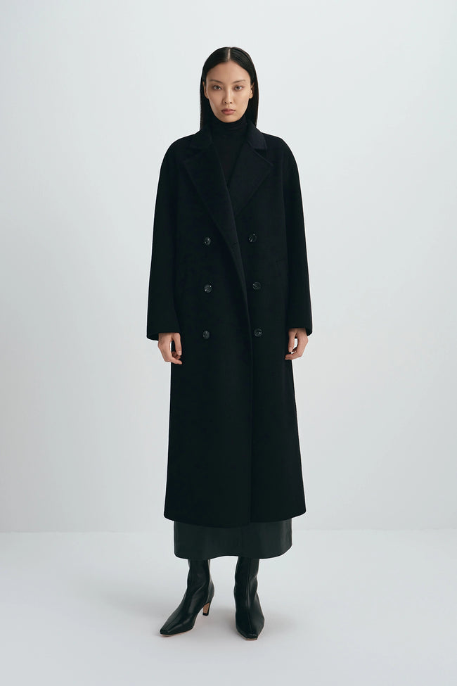 Antonella Handmade Midi Coat Black