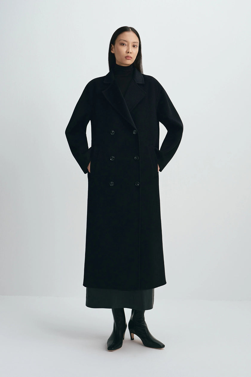 Antonella Handmade Midi Coat Black