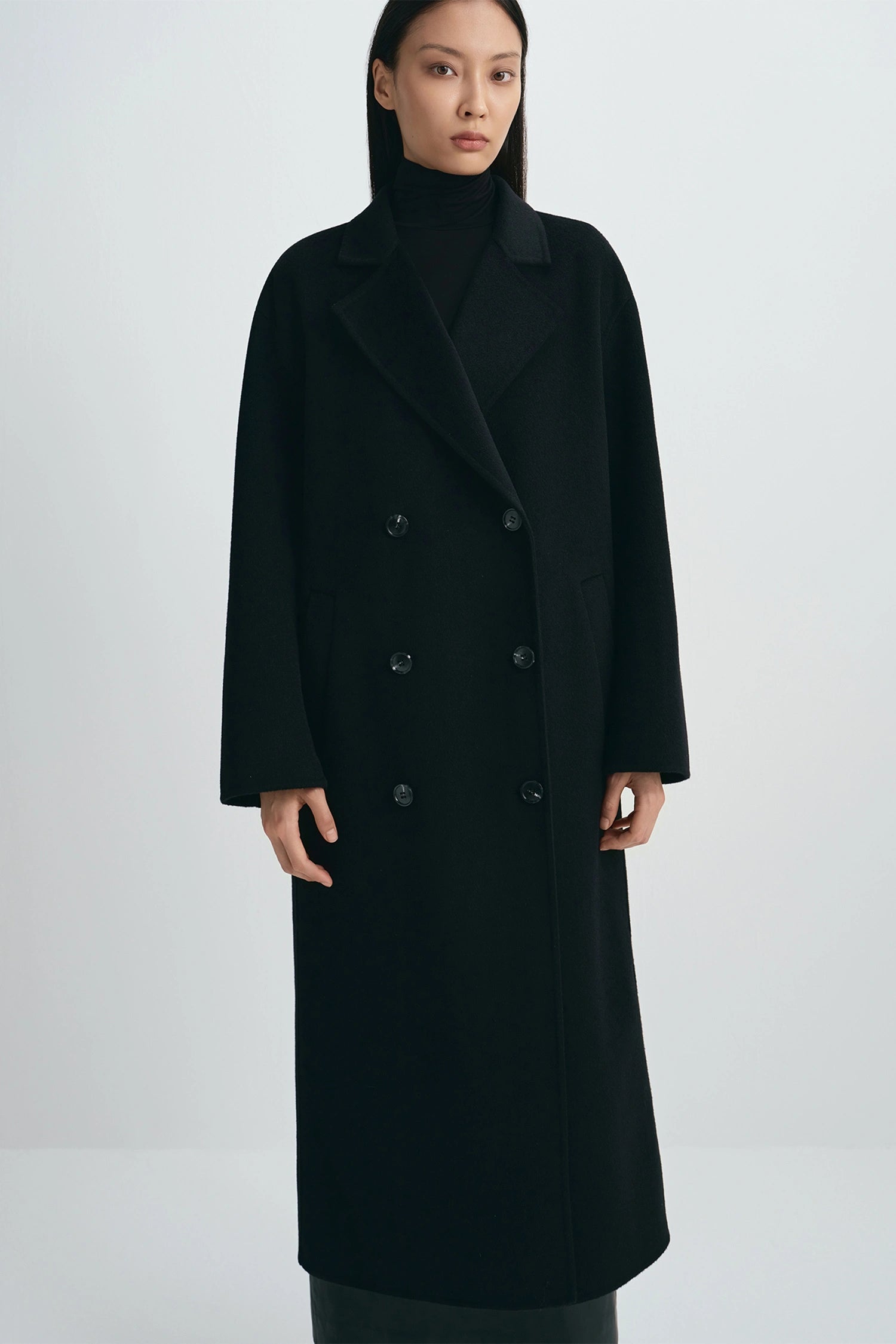 Antonella Handmade Midi Coat Black